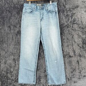 BKE Denim Mens Seth Jeans Size 34 Blue Relaxed Straight Leg Distressed Faded